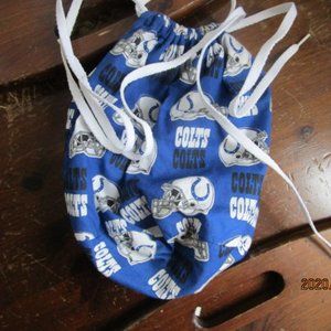 Colts Drawstring Handmade Bag Blue and white